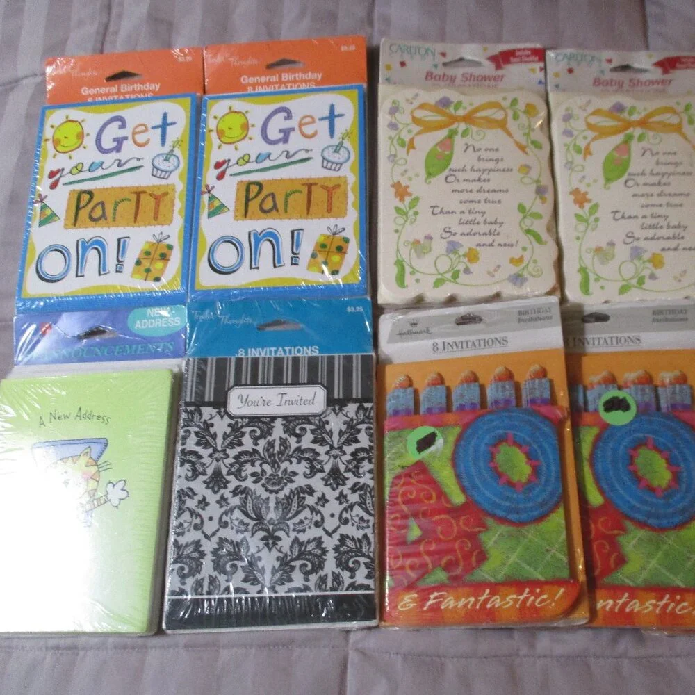 Lot of Vintage Party Invitations Hallmark Carlton Tender Thoughts